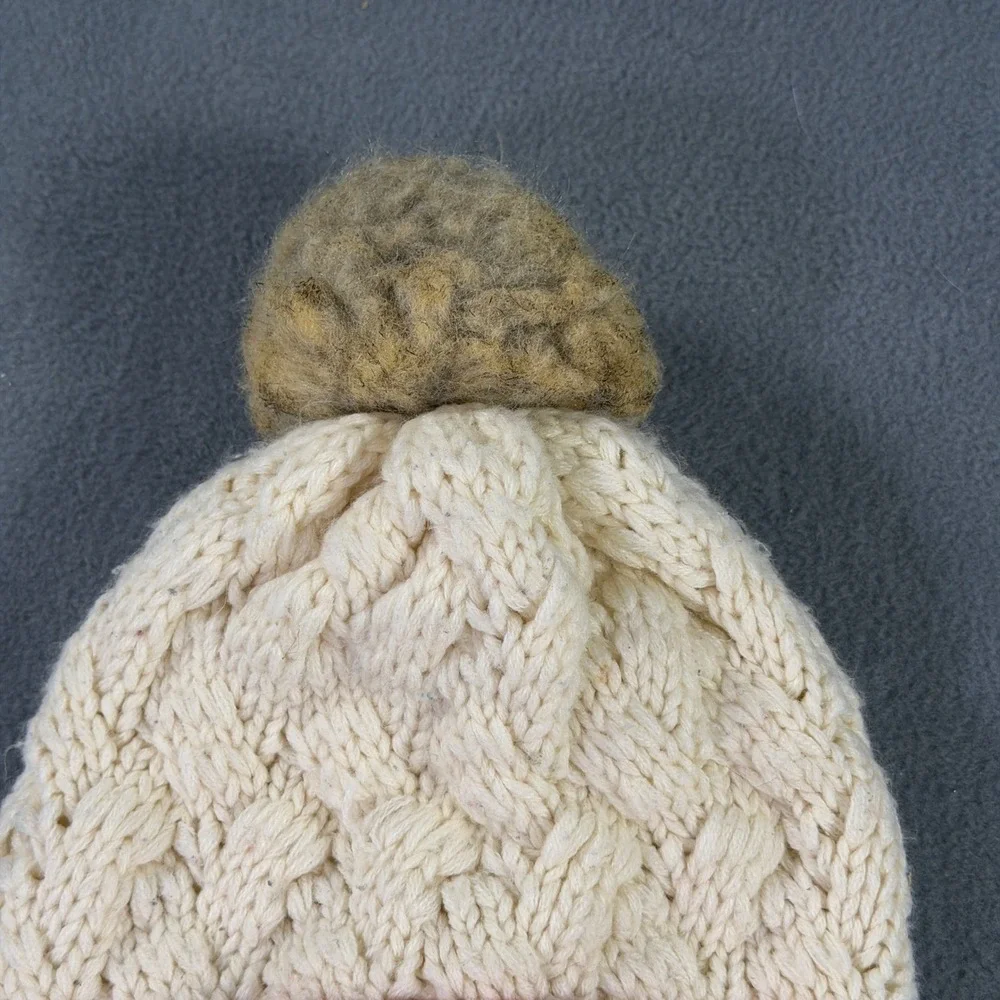 NFL‎ Team Apparel Kansas City Chiefs Women Beanie Cream Red Cable Knit Pom Hat